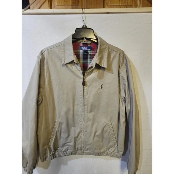 Polo Ralph Lauren Men's Harrington Bomber Jacket Khaki Beige Brown, Size Large